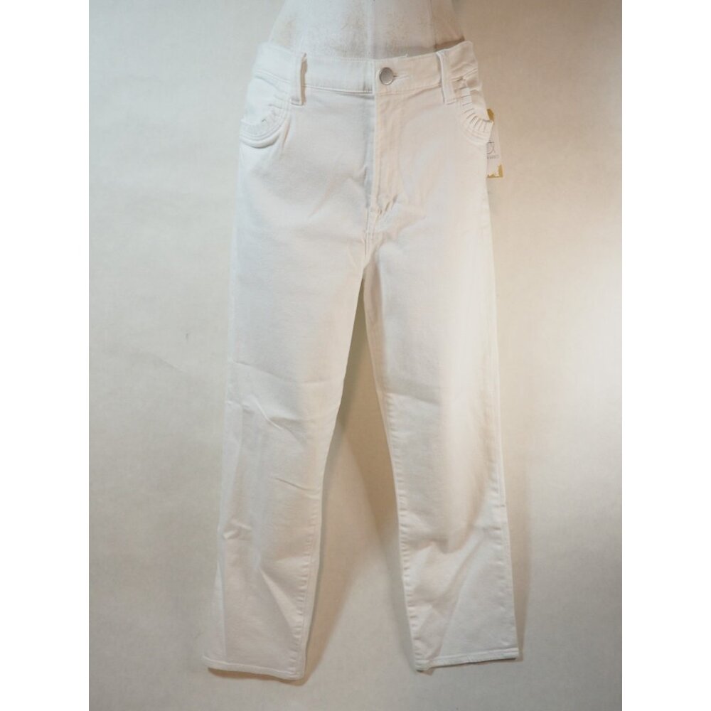 J Brand White Ruby Luna Skinny Straight Denim Jeans Ruffle Pockets, Size 31